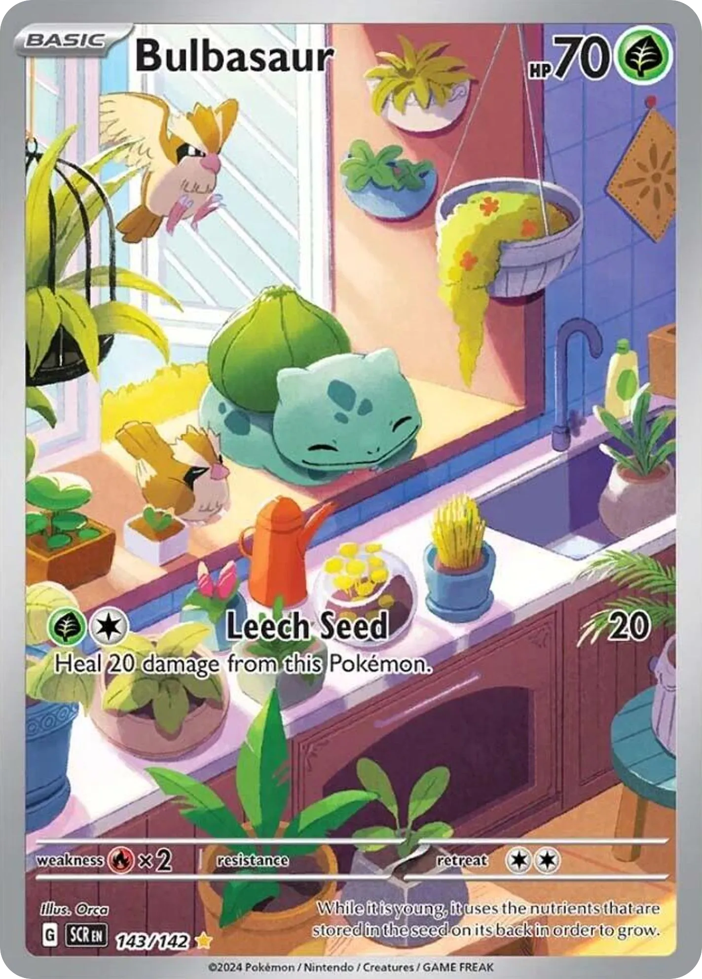 2024 Stellar Crown Bulbasaur Illustration Rare #143/142 Illustration Rare card image