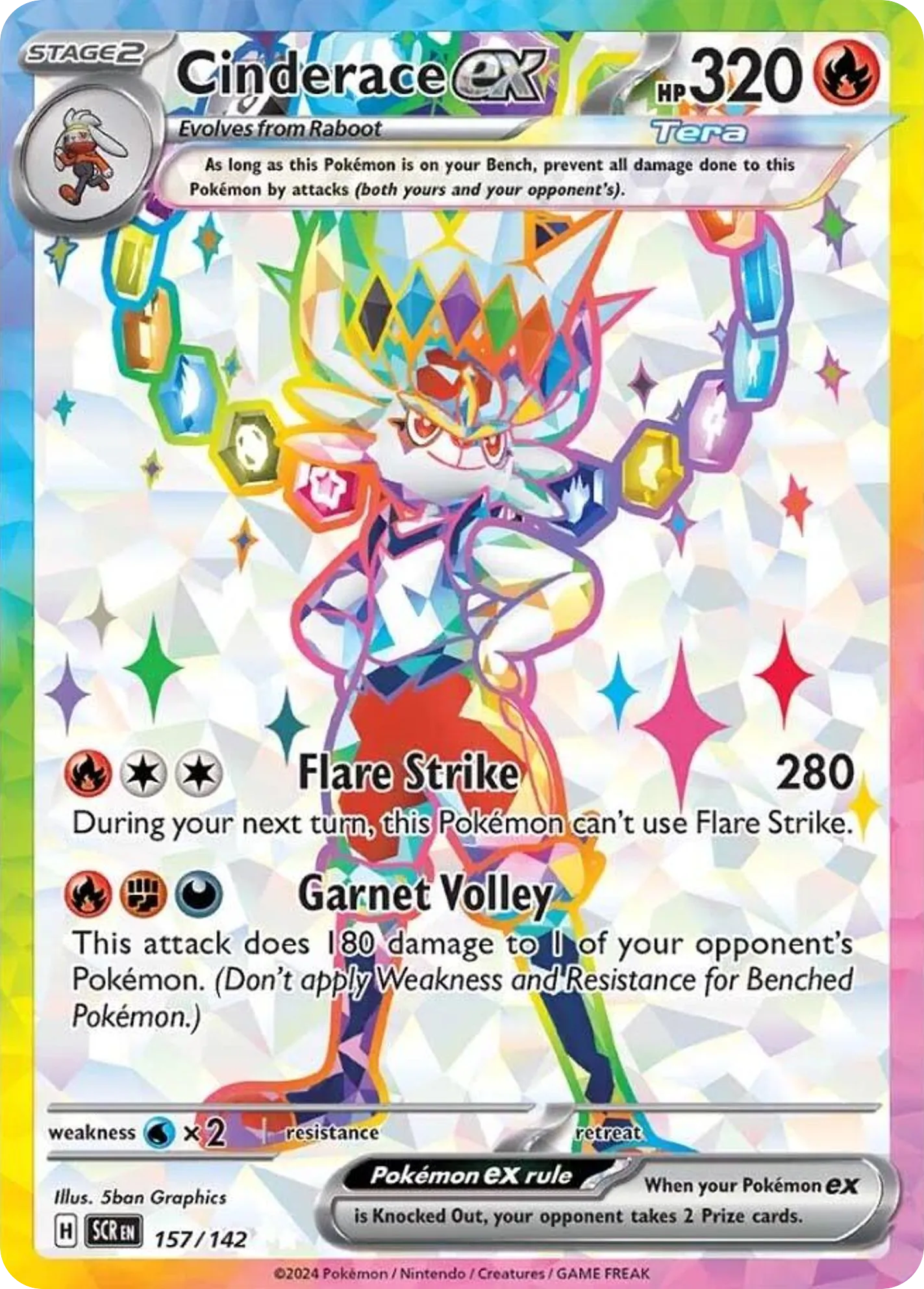 2024 Stellar Crown Cinderace ex #157/142 Ultra Rare card image