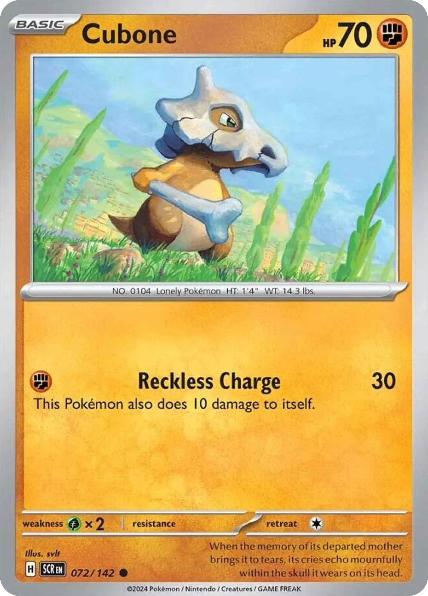 2024 Stellar Crown Cubone Common #072/142 Common card image