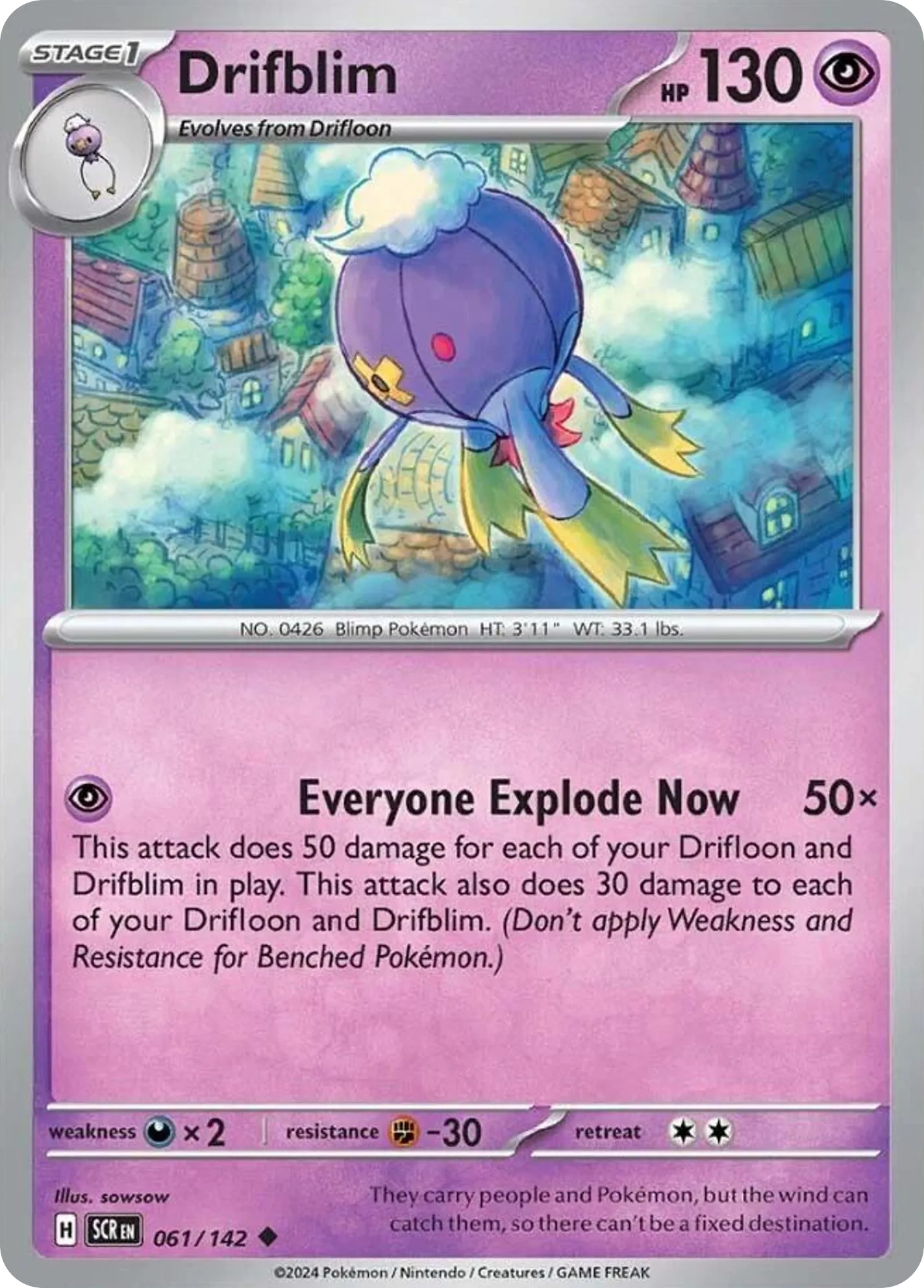 2024 Stellar Crown Drifblim Uncommon #061/142 Uncommon card image