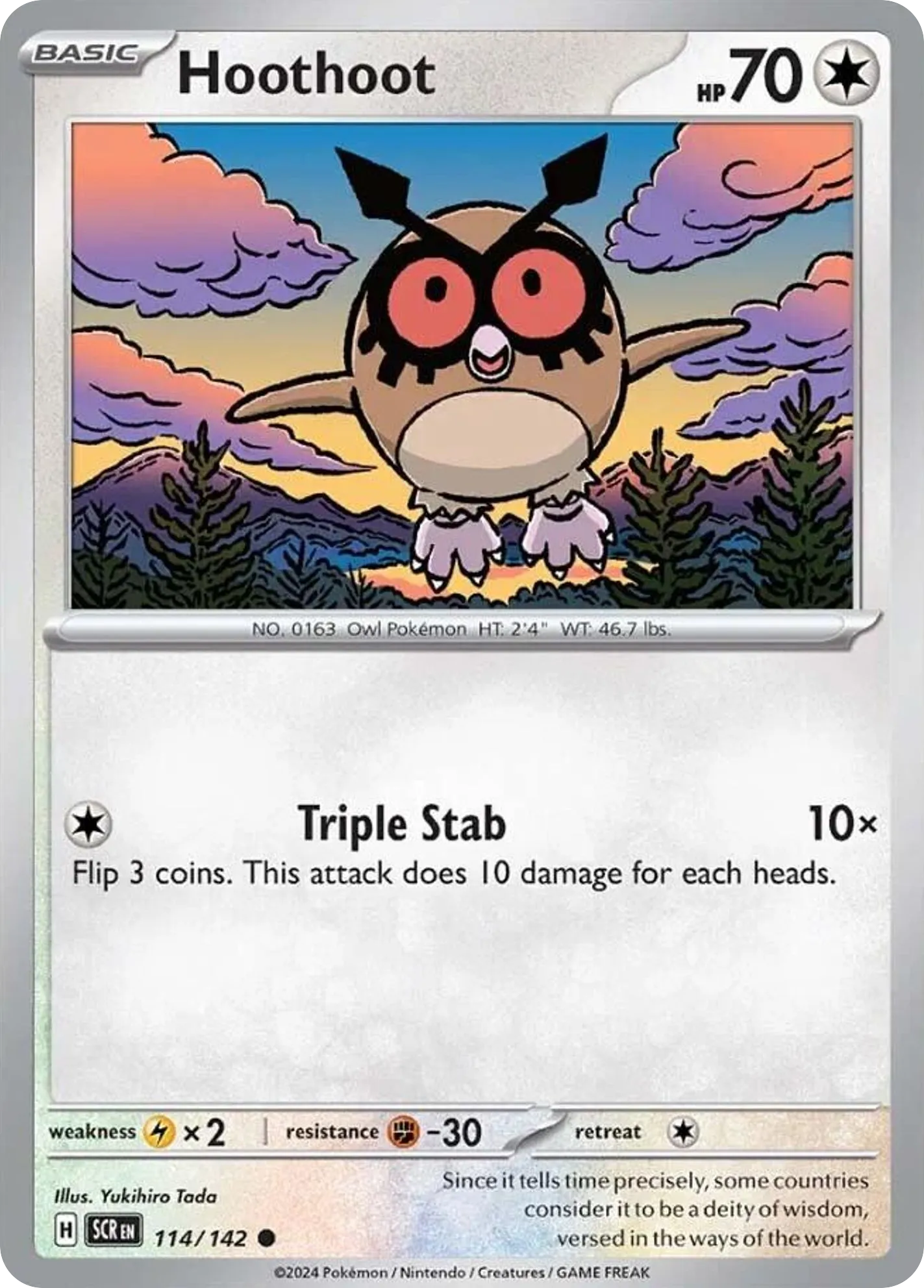 2024 Stellar Crown Hoothoot Common #114/142 Common card image