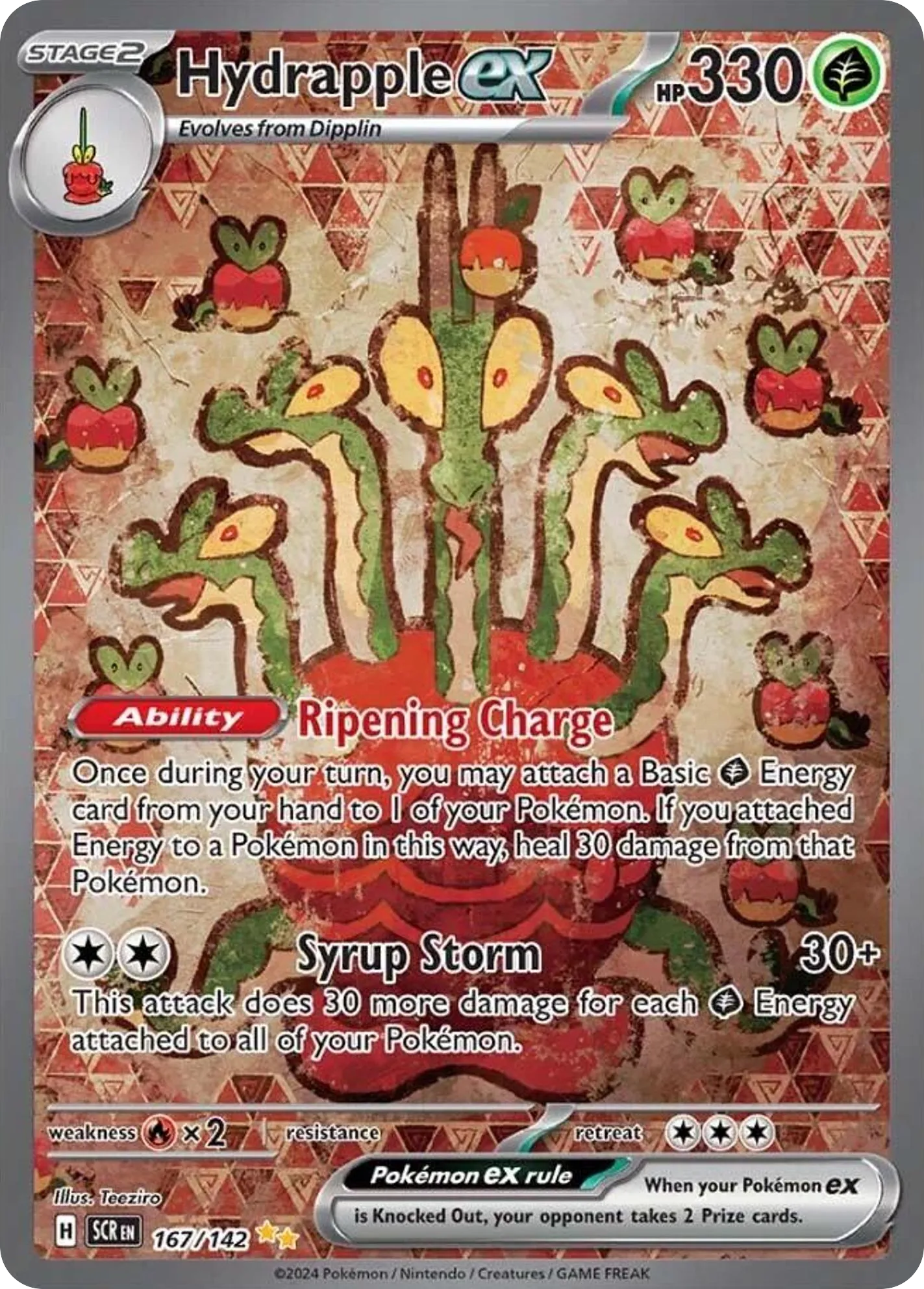 2024 Stellar Crown Hydrapple ex #014/142 Double Rare card image