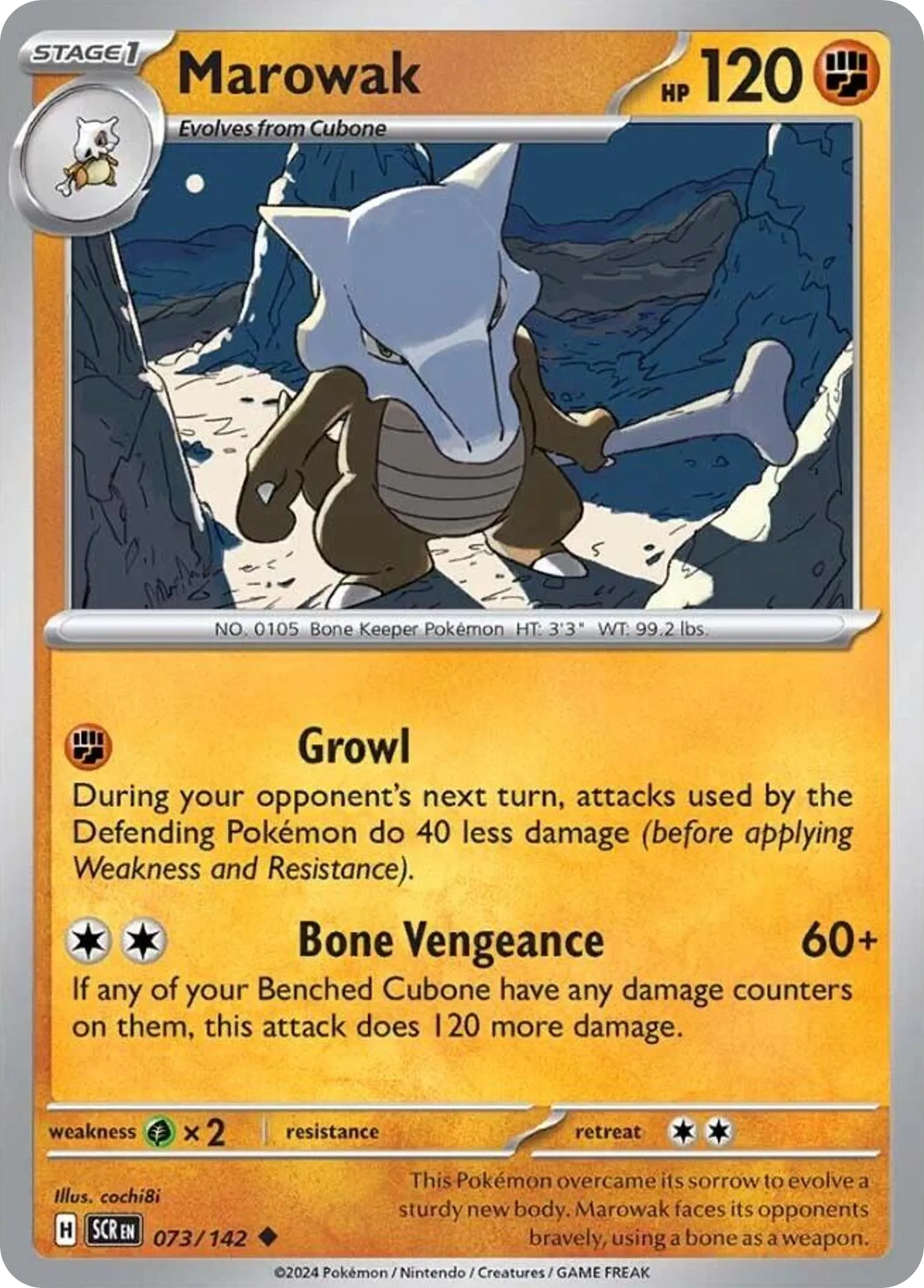 2024 Stellar Crown Marowak Uncommon #073/142 Uncommon card image