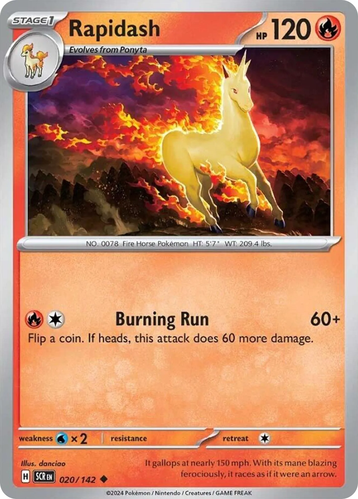 2024 Stellar Crown Rapidash Uncommon #020/142 Uncommon card image