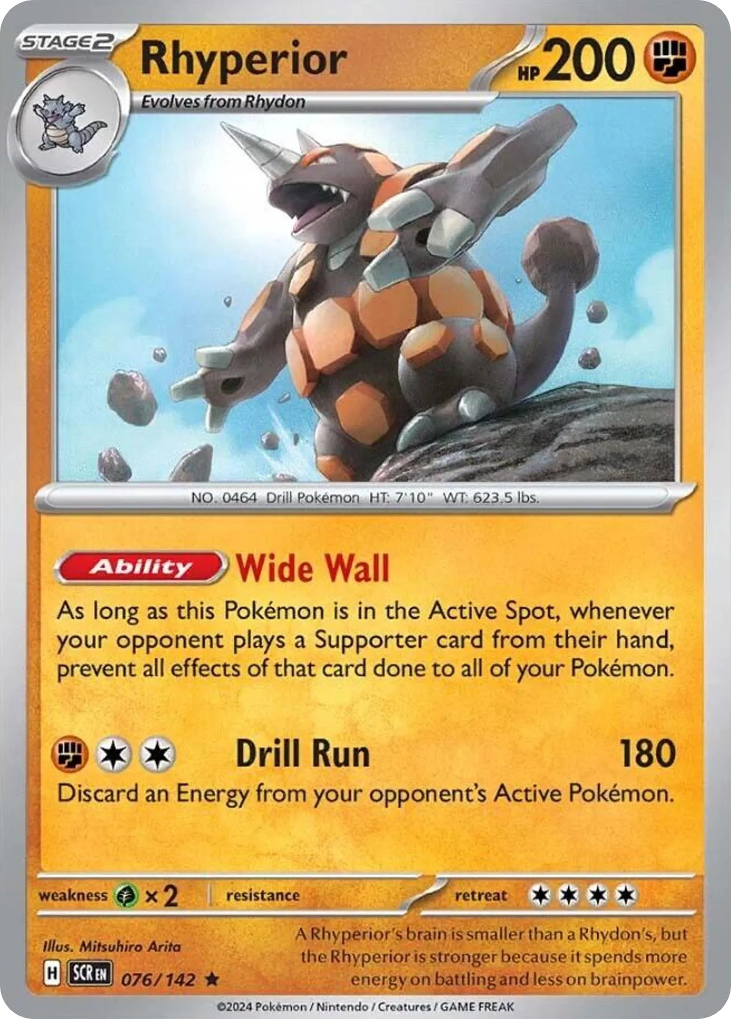 2024 Stellar Crown Rhyperior Rare #076/142 Rare card image