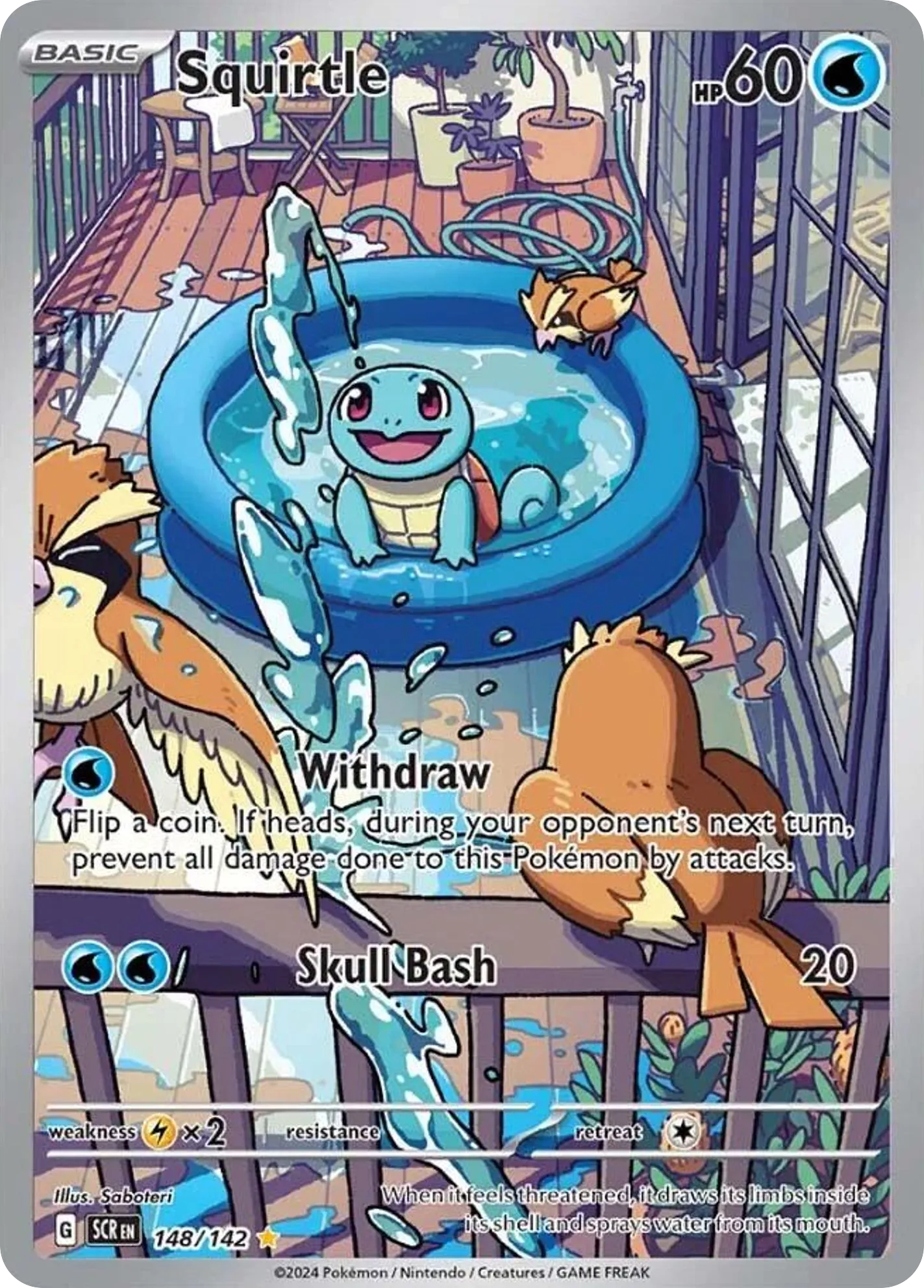 2024 Stellar Crown Squirtle Illustration Rare #148/142 Illustration Rare card image