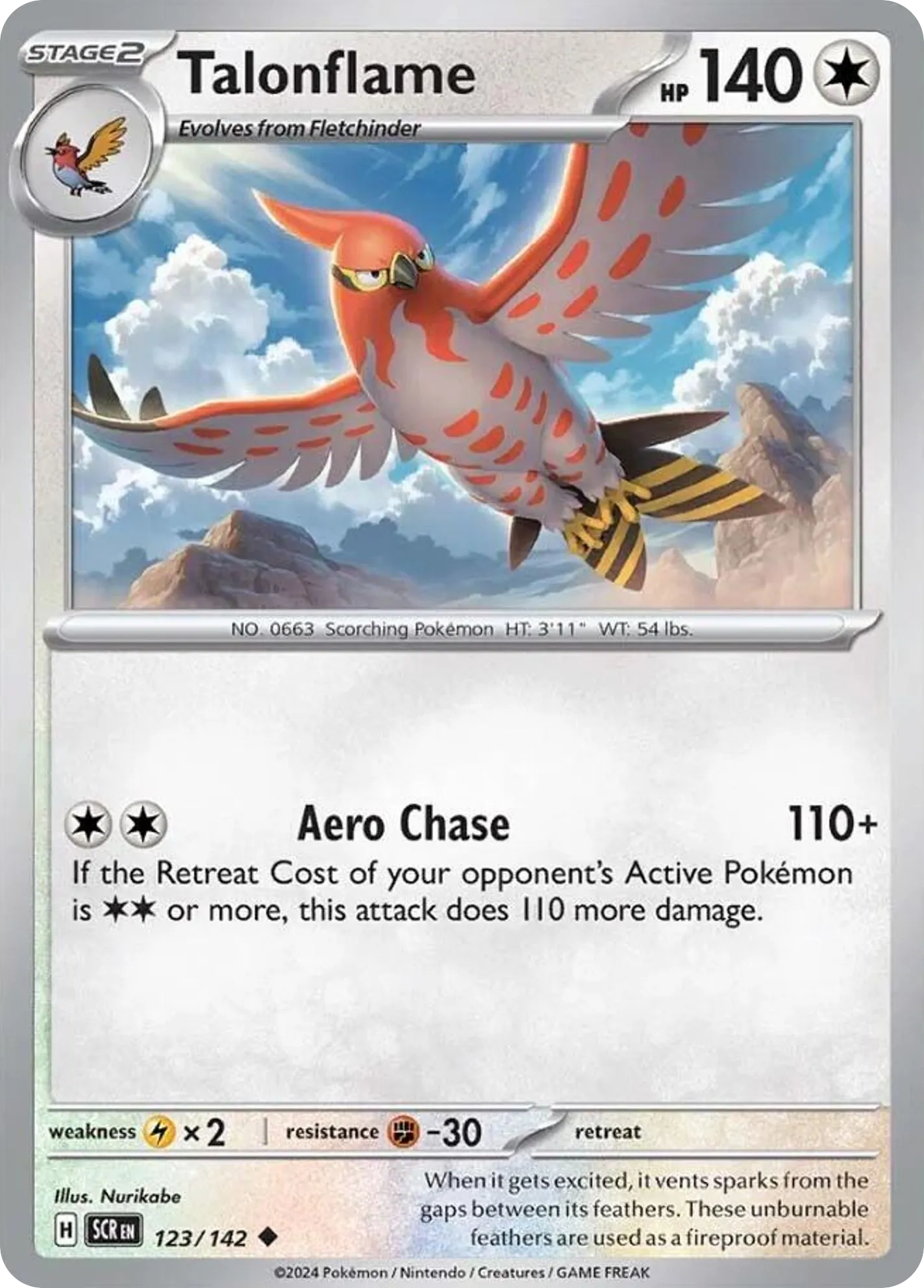 2024 Stellar Crown Talonflame Uncommon #123/142 Uncommon card image