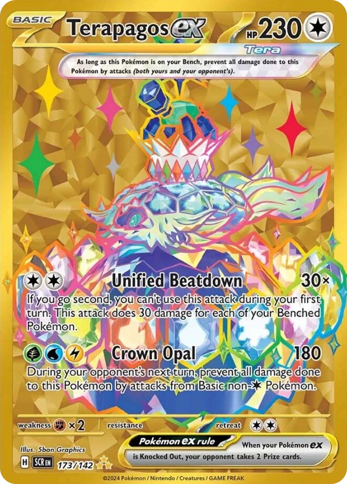 2024 Stellar Crown Terapagos ex #173/142 Hyper Rare card image