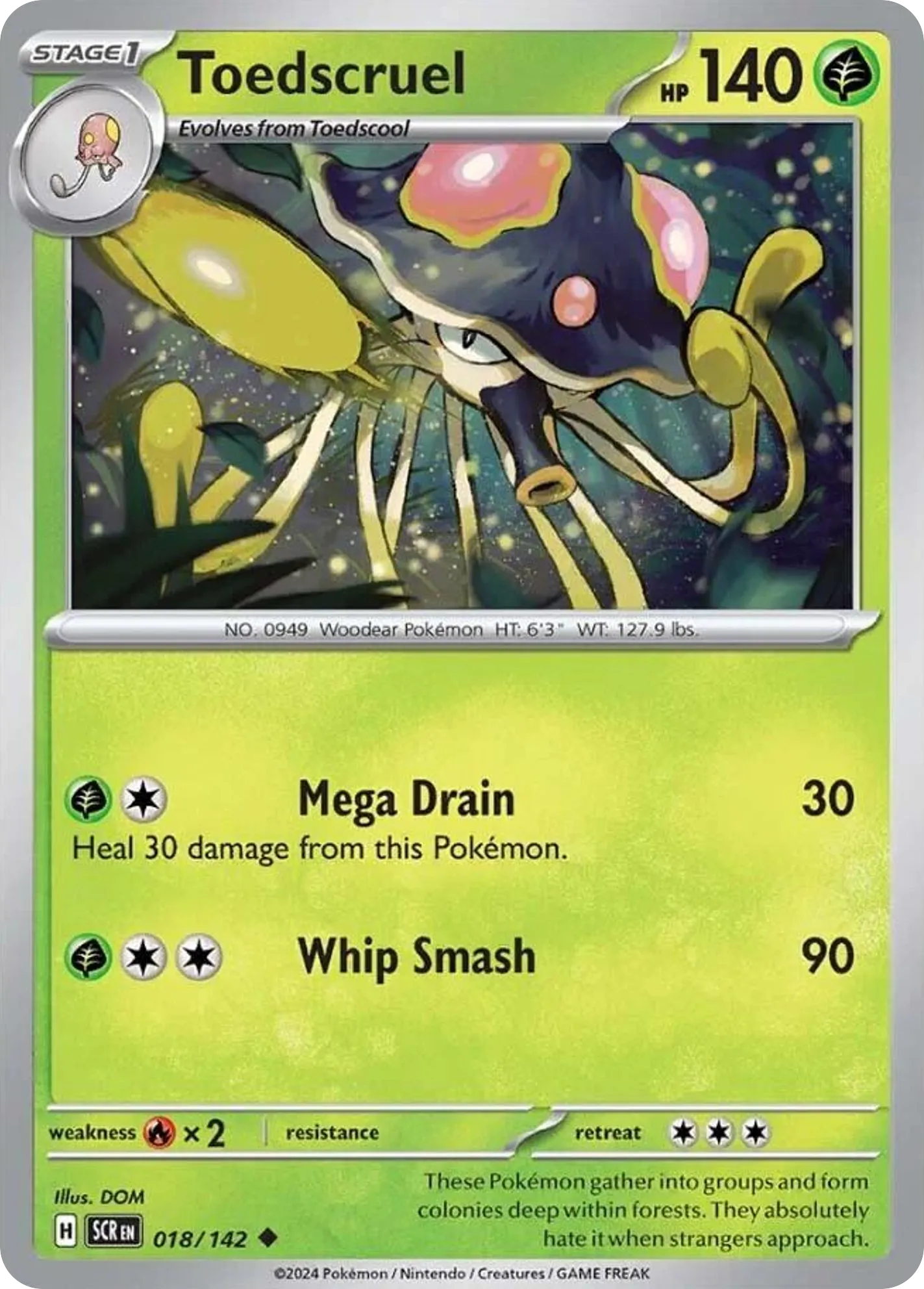 2024 Stellar Crown Toedscruel Uncommon #018/142 Uncommon card image