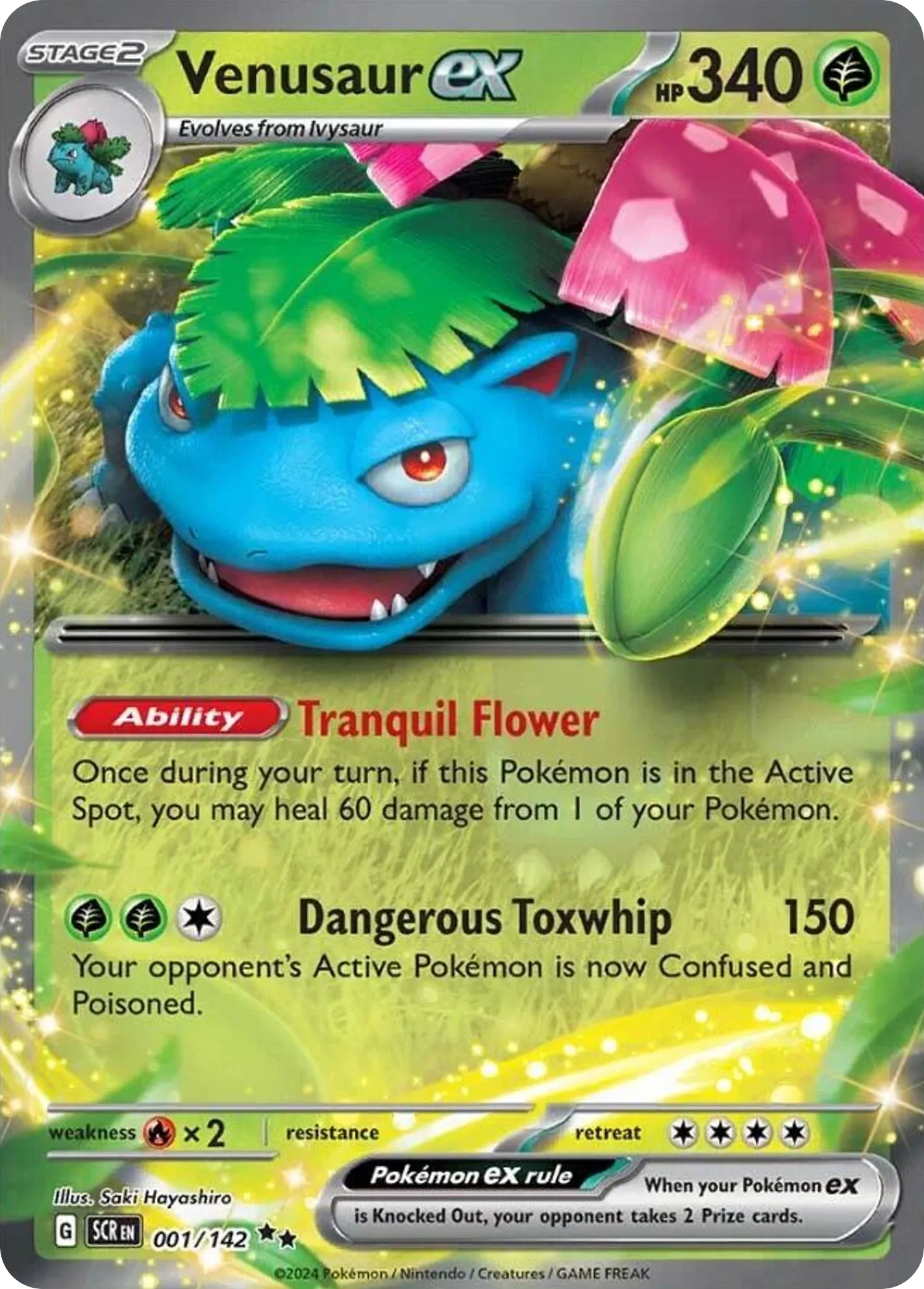 2024 Stellar Crown Venusaur ex Double Rare #001/142 Double Rare card image