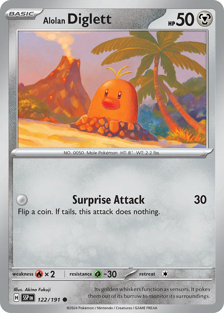 2024 Surging Sparks Alolan Diglett Common #122/191 Common card image