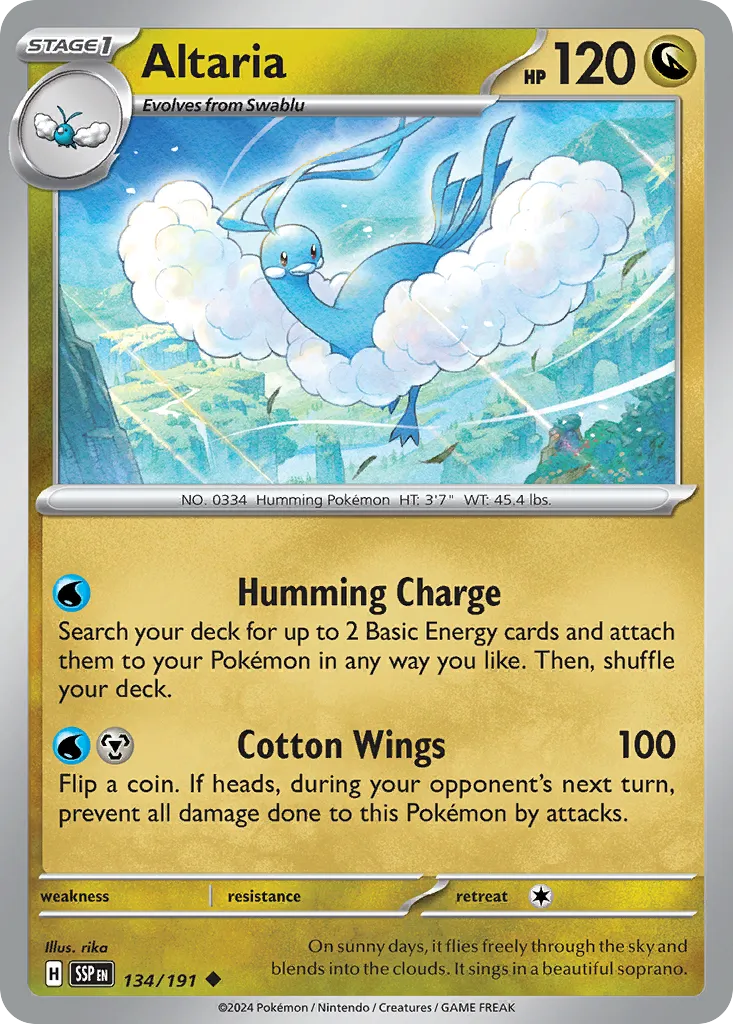 2024 Surging Sparks Altaria #134/191 Uncommon card image