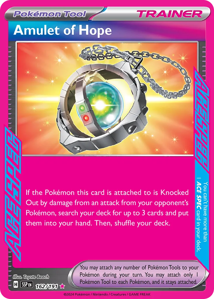 2024 Surging Sparks Amulet of Hope #162/191 ACE SPEC Rare card image