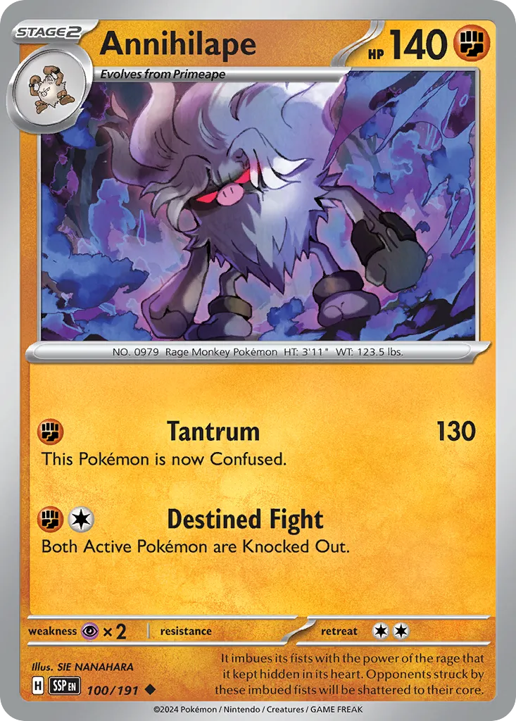 2024 Surging Sparks Annihilape Uncommon #100/191 Uncommon card image