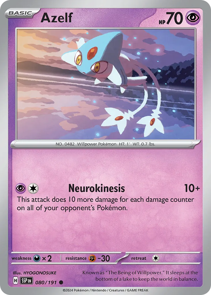 2024 Surging Sparks Azelf Common #080/191 Common card image