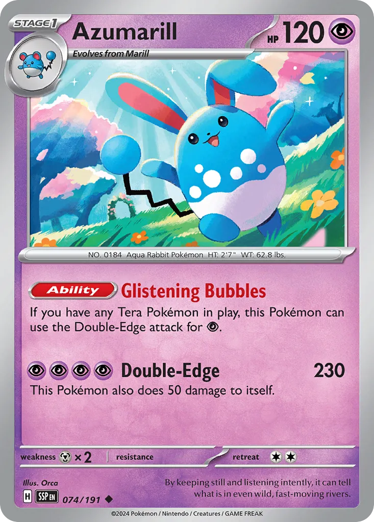 2024 Surging Sparks Azumarill Uncommon #074/191 Uncommon card image
