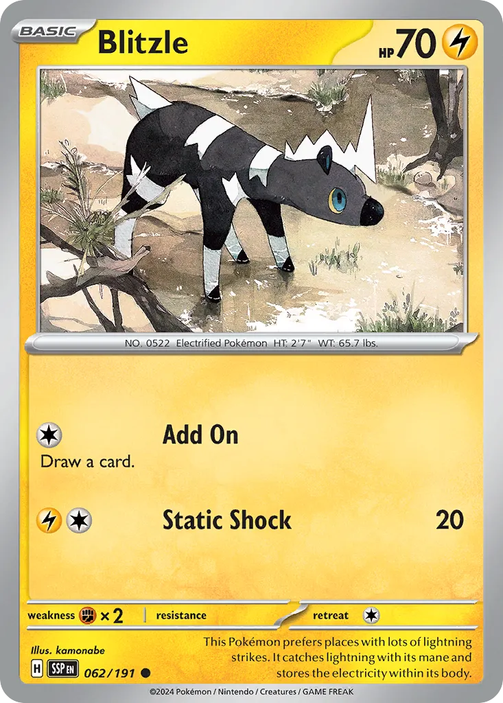 2024 Surging Sparks Blitzle Common #062/191 Common card image