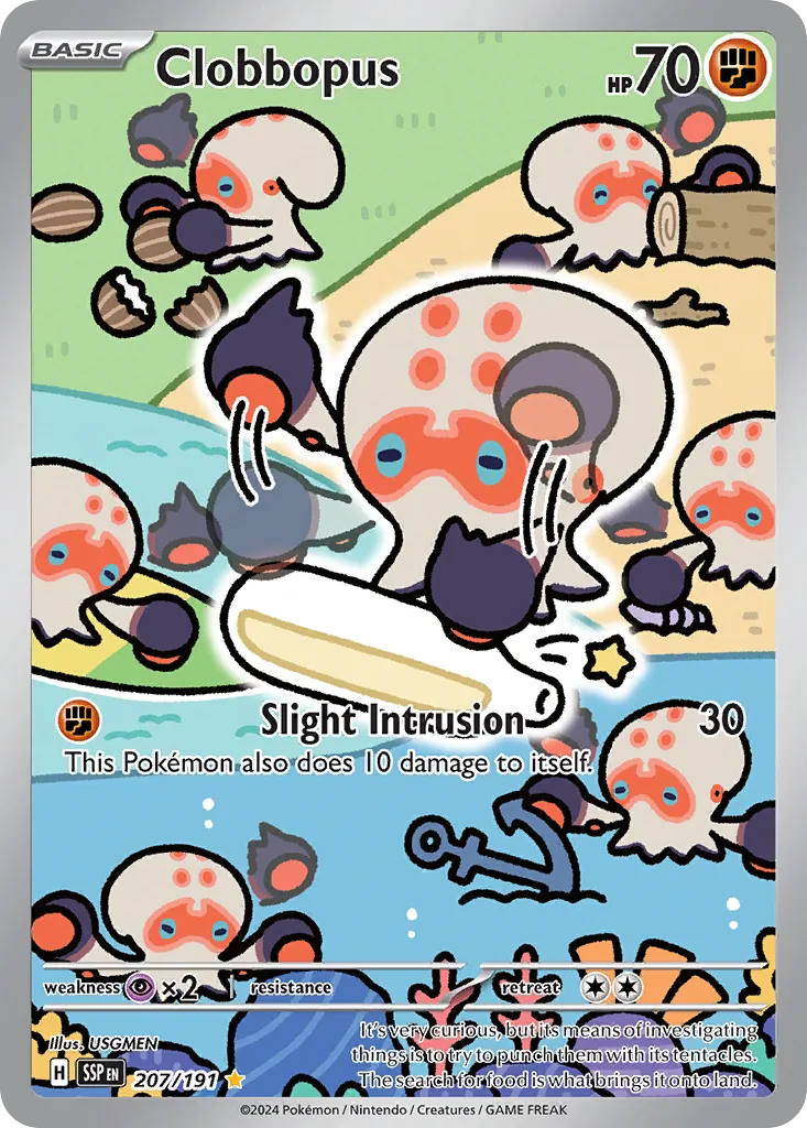 2024 Surging Sparks Clobbopus #207/191 Illustration Rare card image