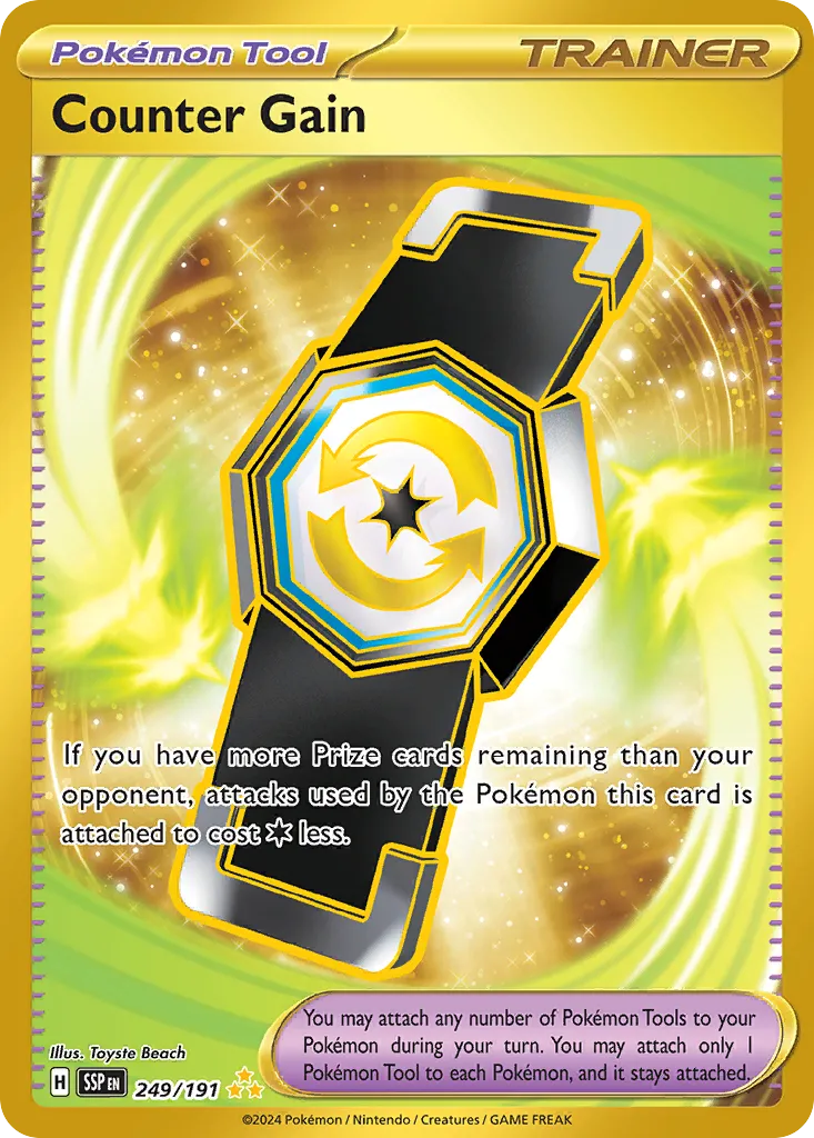 2024 Surging Sparks Counter Gain #249/191 Hyper Rare card image