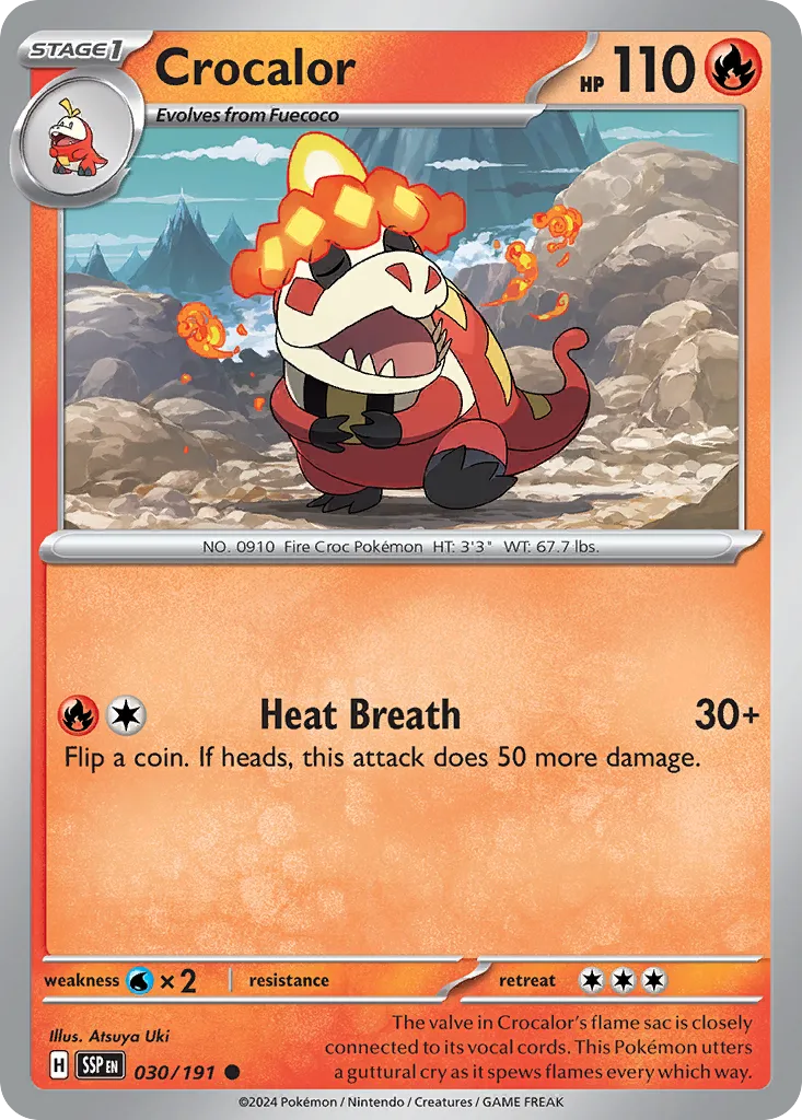 2024 Surging Sparks Crocalor Common #030/191 Common card image