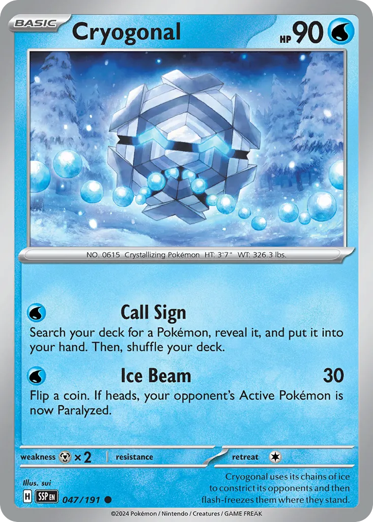 2024 Surging Sparks Cryogonal Common #047/191 Common card image