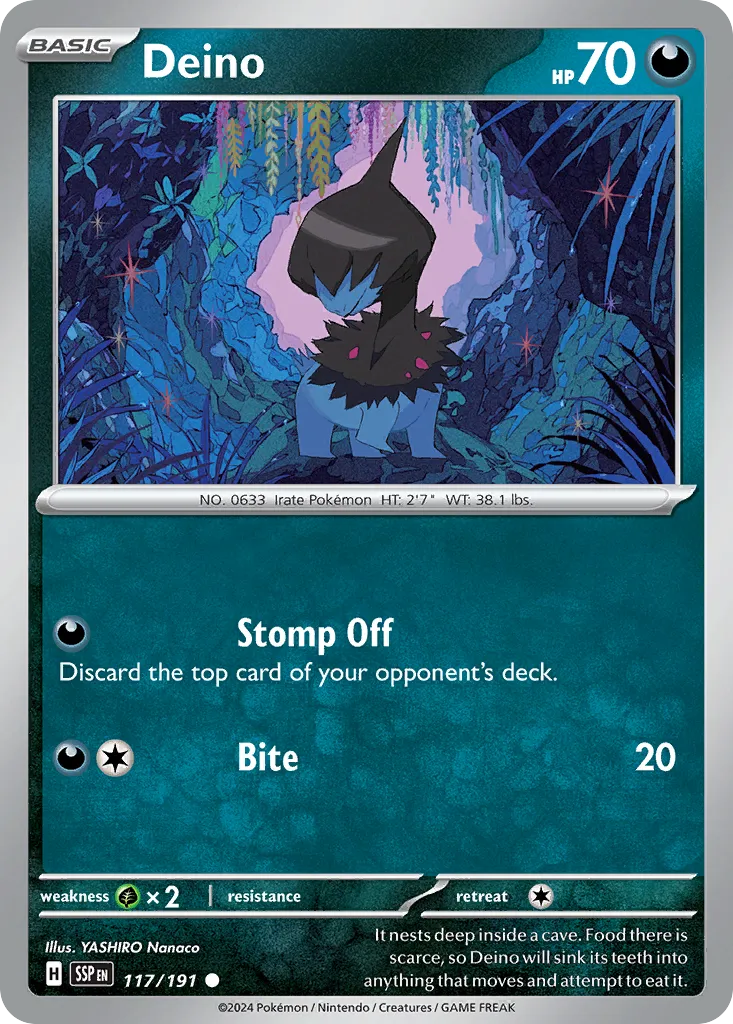 2024 Surging Sparks Deino Common #117/191 Common card image