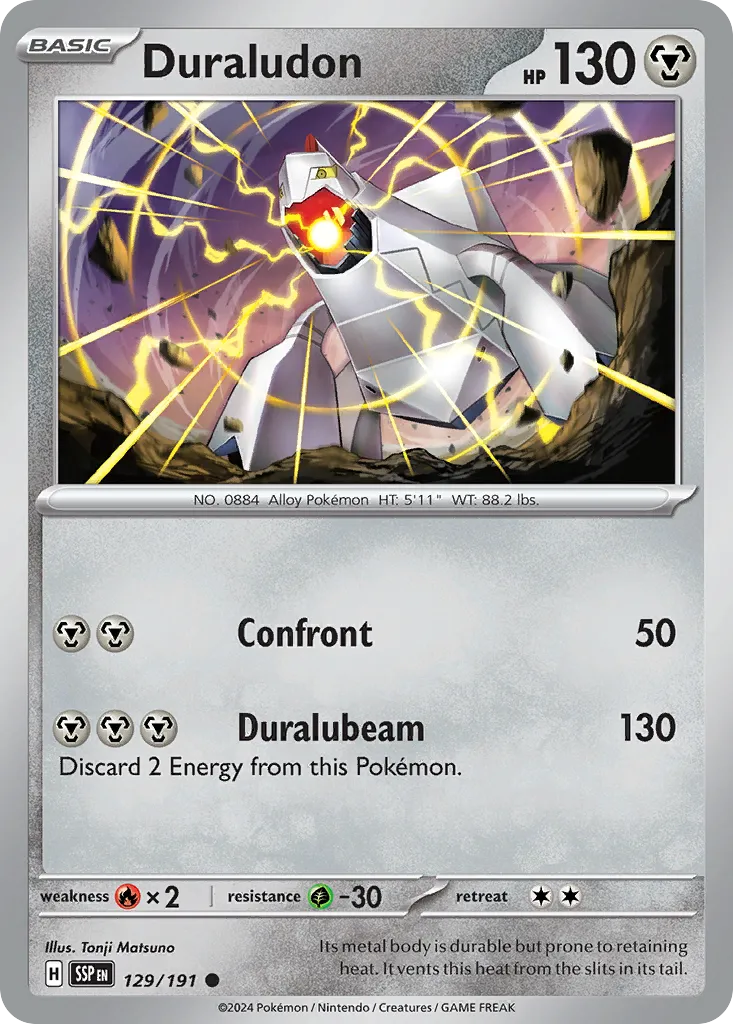 2024 Surging Sparks Duraludon Common #129/191 Common card image