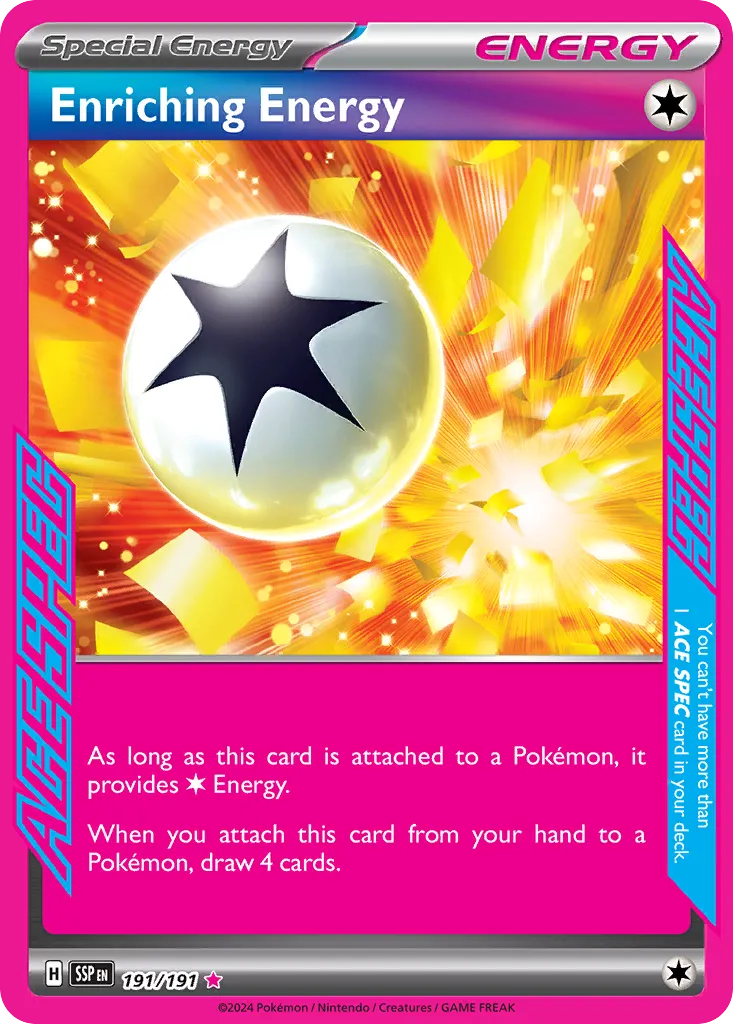 2024 Surging Sparks Enriching Energy #191/191 ACE SPEC Rare card image