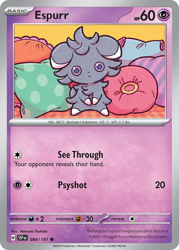 2024 Surging Sparks Espurr Common #084/191 Common card image
