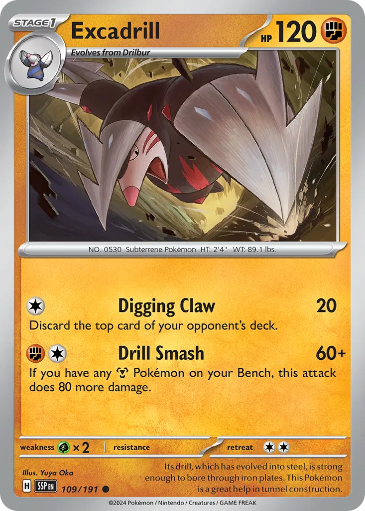 2024 Surging Sparks Excadrill #109/191 Common card image