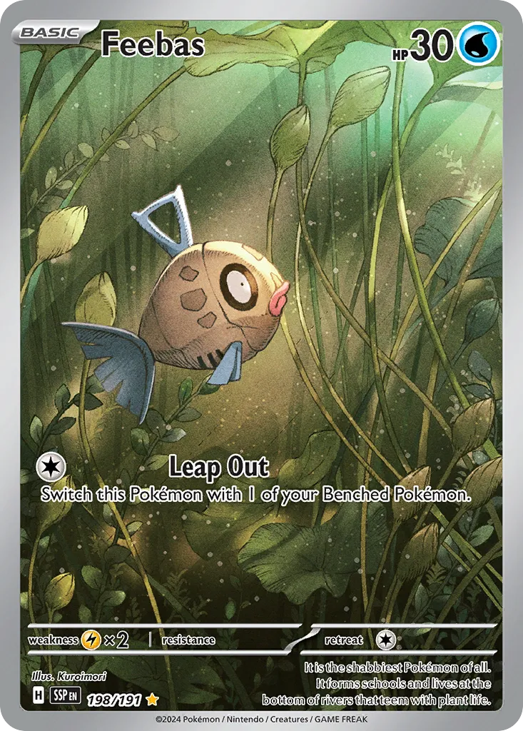 2024 Surging Sparks Feebas #198/191 Illustration Rare card image