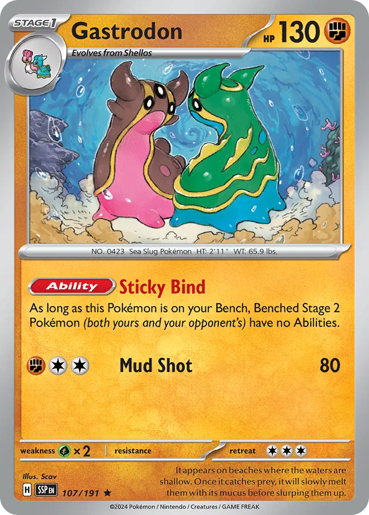 2024 Surging Sparks Gastrodon #107/191 Rare card image