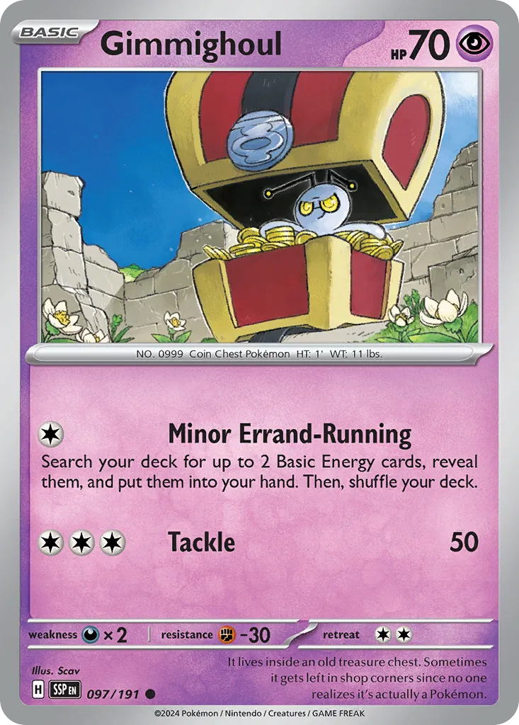 2024 Surging Sparks Gimmighoul #097/191 Common card image