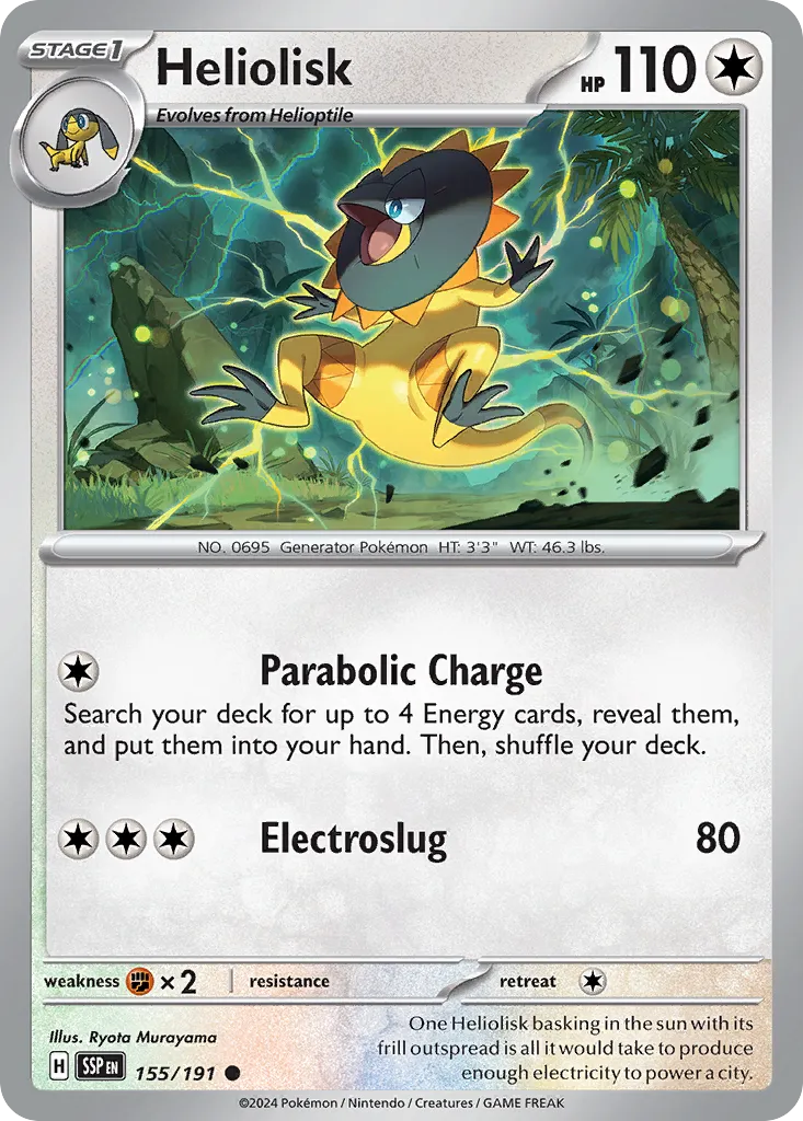 2024 Surging Sparks Heliolisk Common #155/191 Common card image