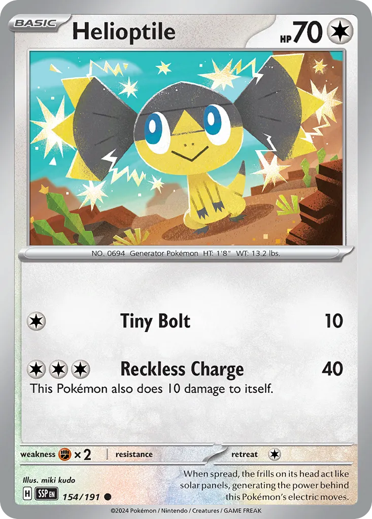 2024 Surging Sparks Helioptile Common #154/191 Common card image