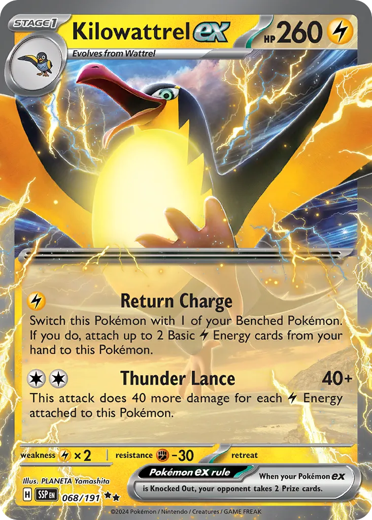 2024 Surging Sparks Kilowattrel ex #068/191 Double Rare card image