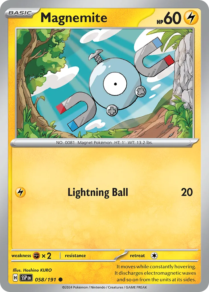 2024 Surging Sparks Magnemite #058/191 Common card image