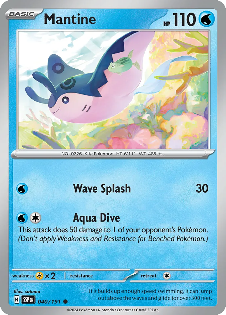 2024 Surging Sparks Mantine Common #040/191 Common card image