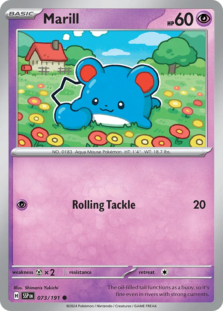 2024 Surging Sparks Marill Common #073/191 Common card image