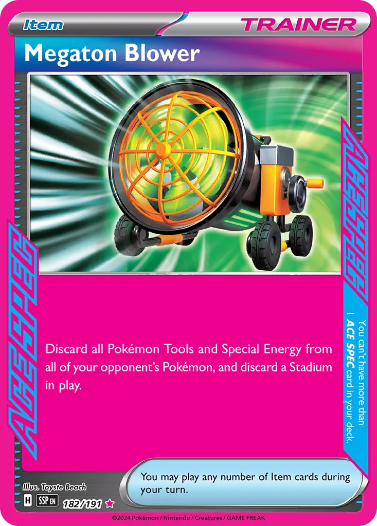 2024 Surging Sparks Megaton Blower #182/191 ACE SPEC Rare card image