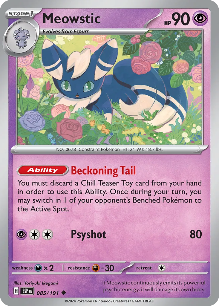 2024 Surging Sparks Meowstic #085/191 Uncommon card image