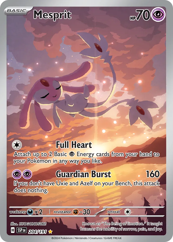 2024 Surging Sparks Mesprit #204/191 Illustration Rare card image