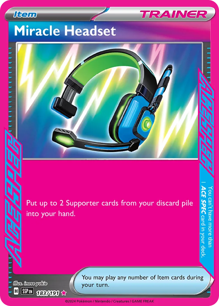 2024 Surging Sparks Miracle Headset #183/191 ACE SPEC Rare card image