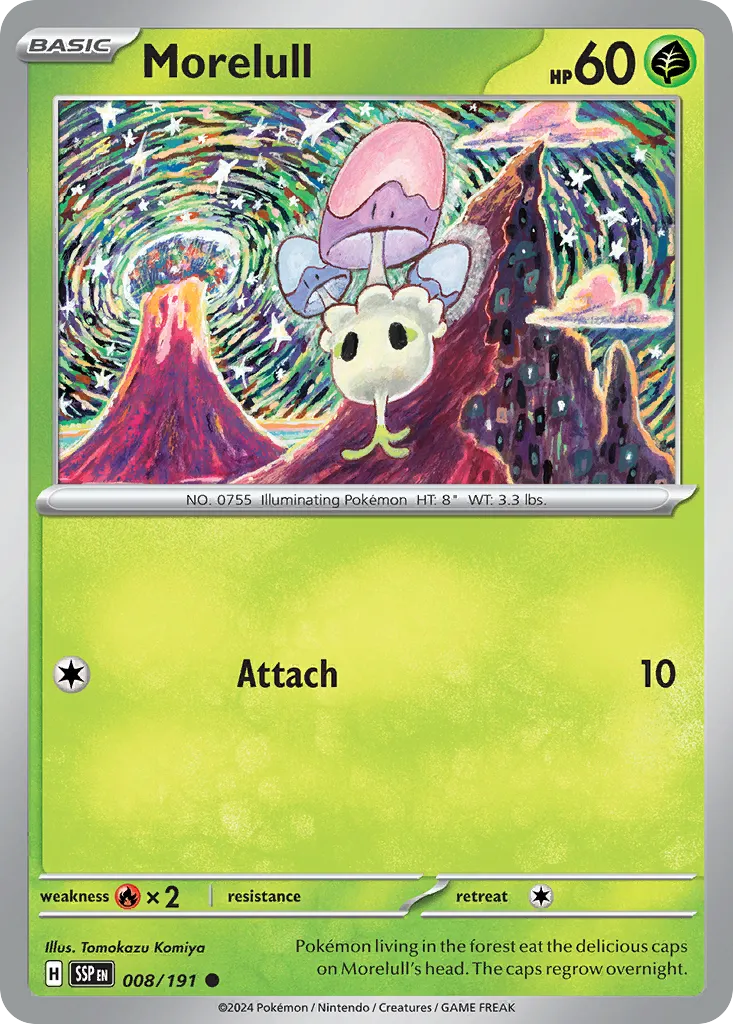 2024 Surging Sparks Morelull Common #008/191 Common card image