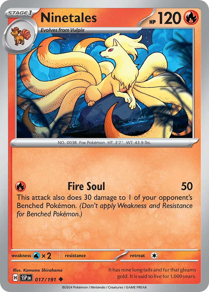 2024 Surging Sparks Ninetales #017/191 Uncommon card image