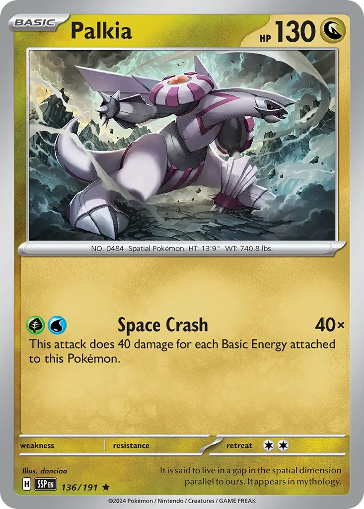 2024 Surging Sparks Palkia #136/191 Rare card image