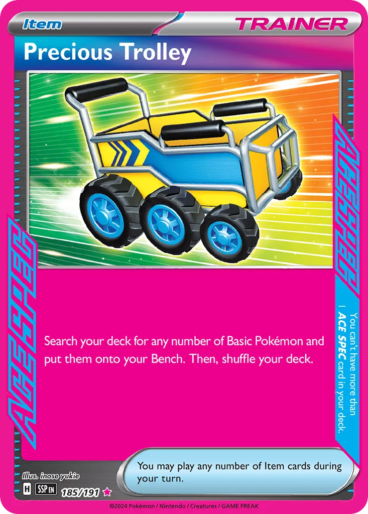 2024 Surging Sparks Precious Trolley #185/191 ACE SPEC Rare card image