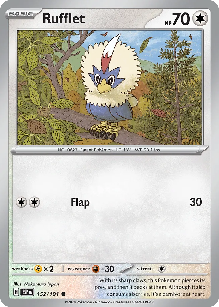 2024 Surging Sparks Rufflet Common #152/191 Common card image