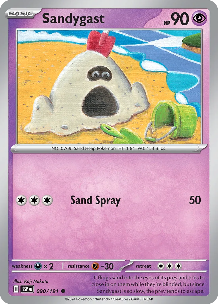 2024 Surging Sparks Sandygast Common #090/191 Common card image