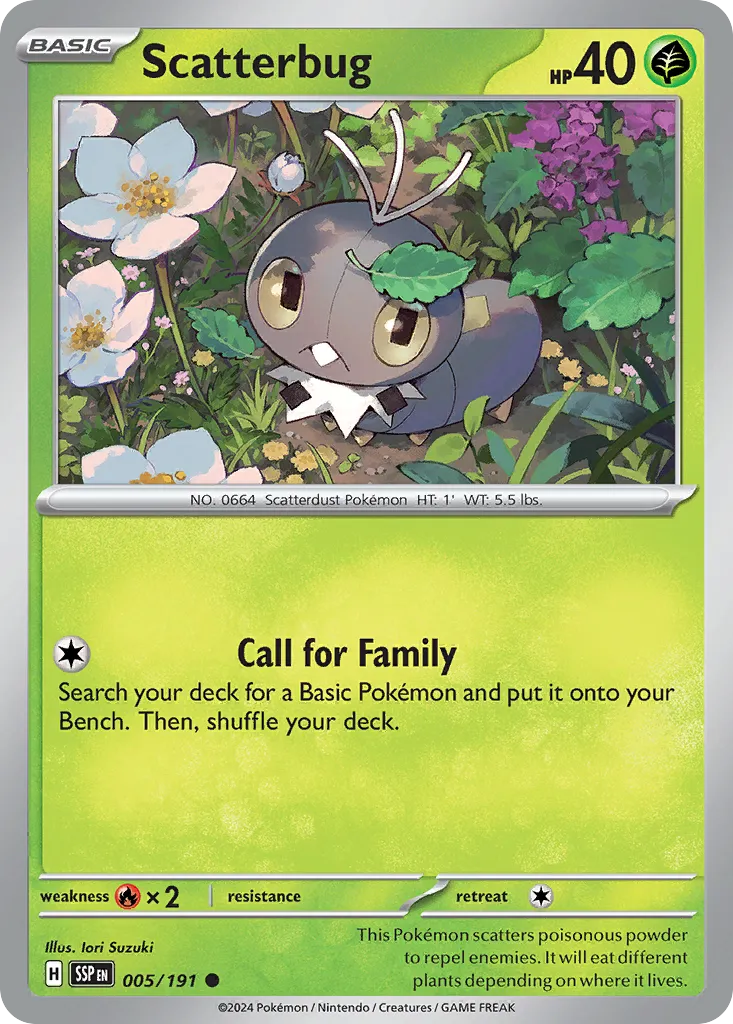 2024 Surging Sparks Scatterbug Common #005/191 Common card image